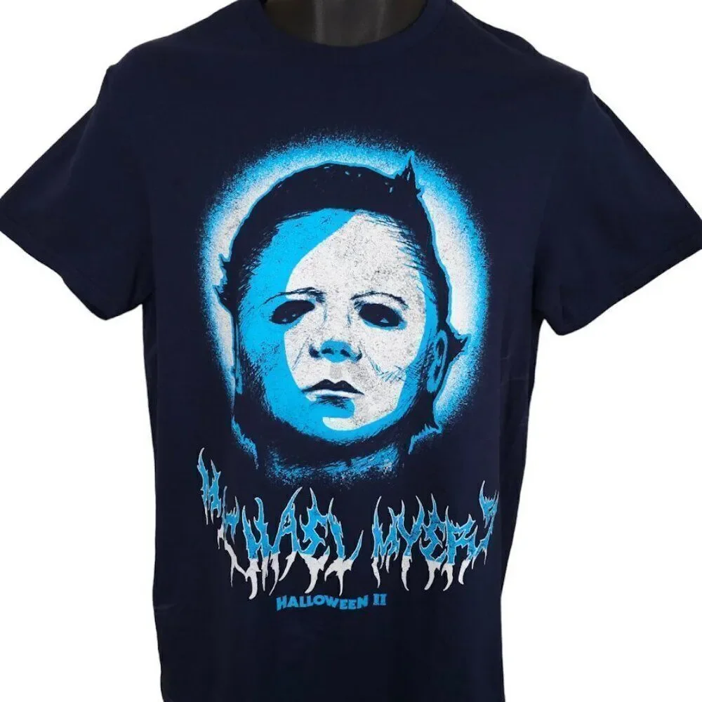 Halloween II T Shirt Mens Size Medium Blue Michael Myers Horror Movie Promo